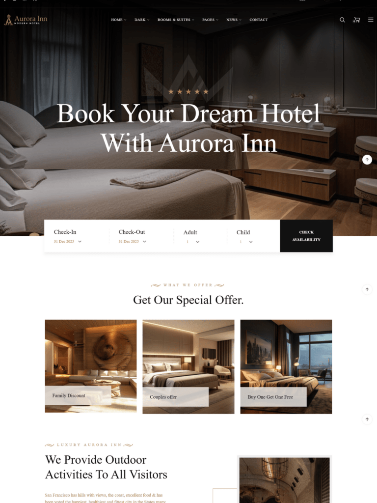Aurora – Exclusive Modern Hotel Website