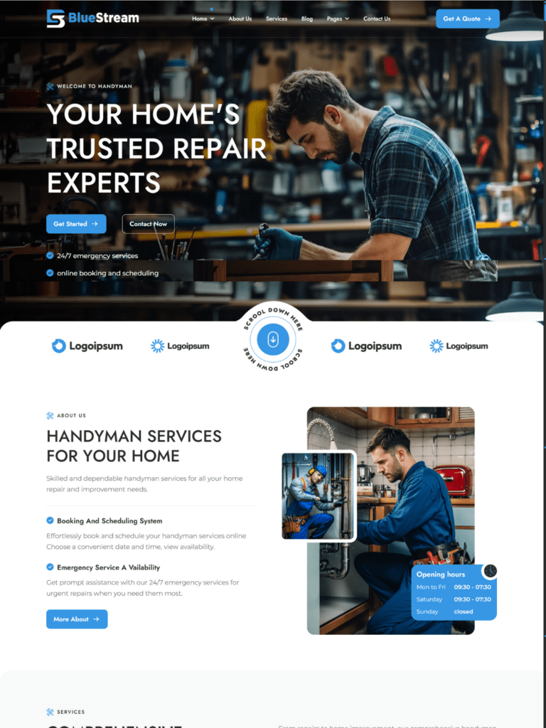 Blue Stream – Clean Plumbing Service Website