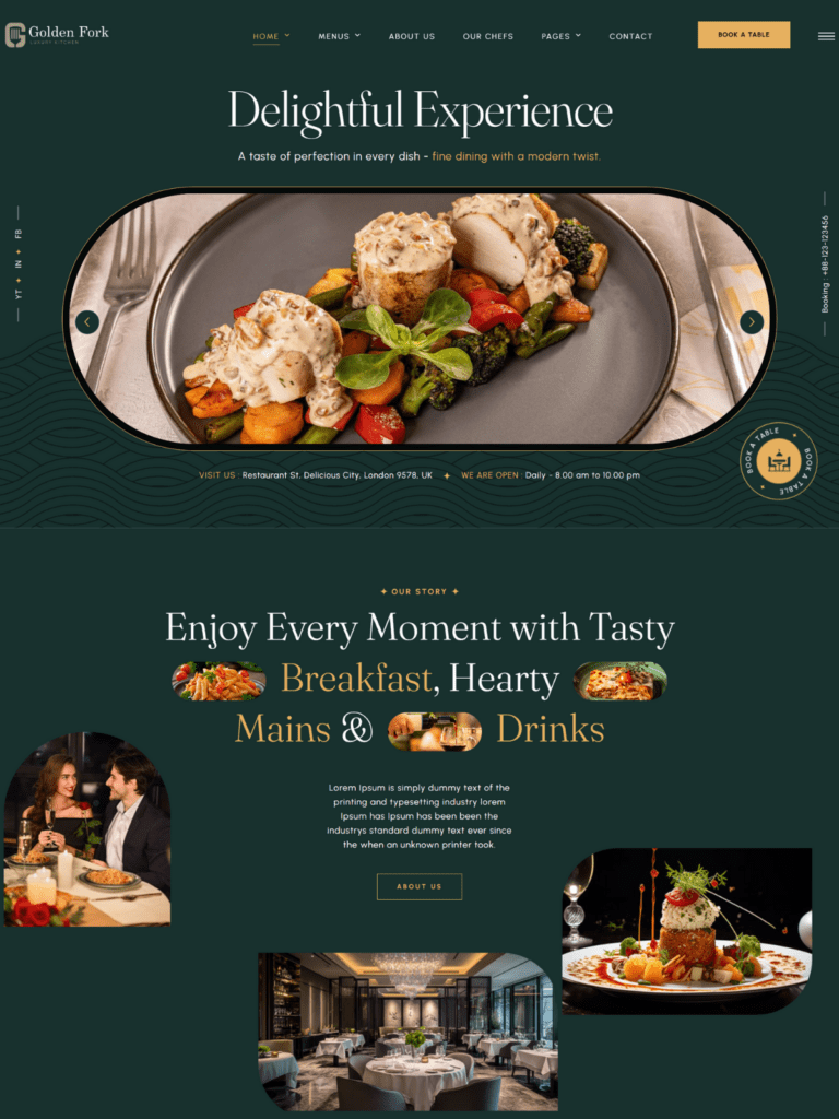 Golden Fork Kitchen – Creative Restaurant Website