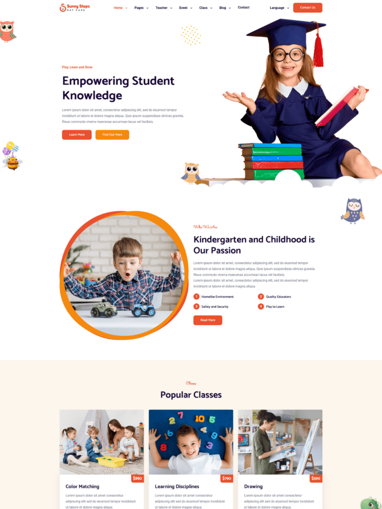 Sunny Steps – Professional Kids Care Website